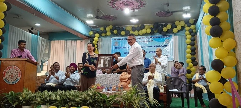 Akhale V Khamo gracing the programme at Pranab Vidyapith Hr Sec School, Dimapur on June 7. (Photo Courtesy: PVHSS)